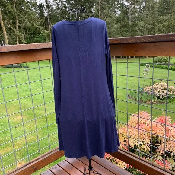 Navy Blue Long Sleeve T-Shirt Dress - Picture 4 of 7